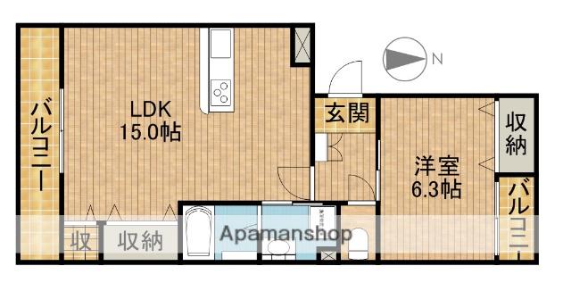 FELICIA 曳馬(1LDK/1階)の間取り写真