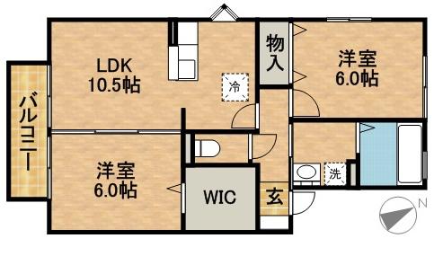 セジュールマルベリー B(2LDK/1階)の間取り写真