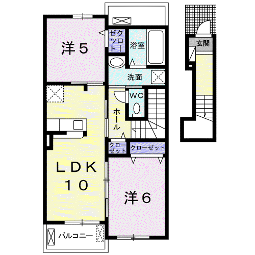 ひなたⅡB(2LDK/2階)の間取り写真