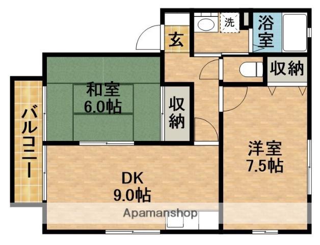 サンフローラ袋井A(2DK/1階)の間取り写真