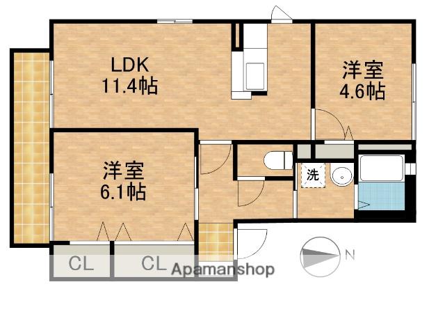 パールハイツA(2LDK/2階)の間取り写真