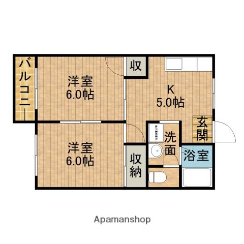 サントピアB(2K/2階)の間取り写真
