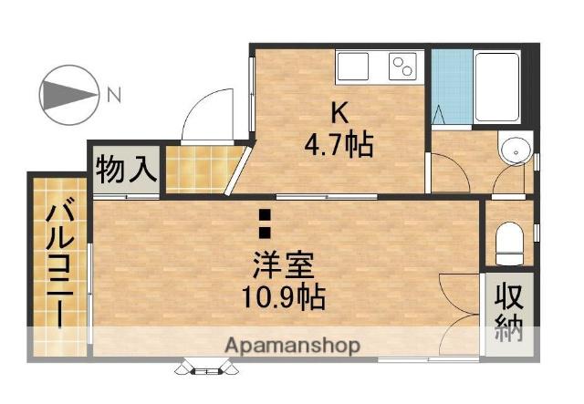 サンフローラ(1K/1階)の間取り写真