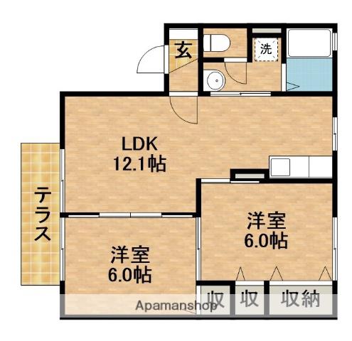 グリシーナB(2LDK/1階)の間取り写真