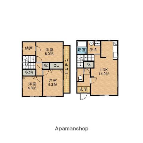 東海道本線 西焼津駅 バス乗車時間：15分 天野医院前バス停で下車 徒歩8分 2階建 築15年(3LDK)の間取り写真