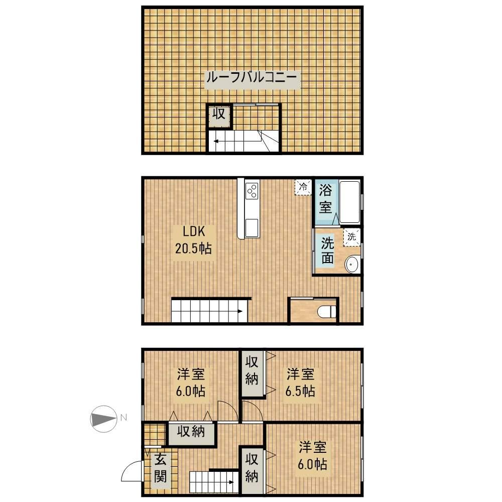 東海道・山陽新幹線 掛川駅 徒歩9分 2階建 築7年(3LDK)の間取り写真