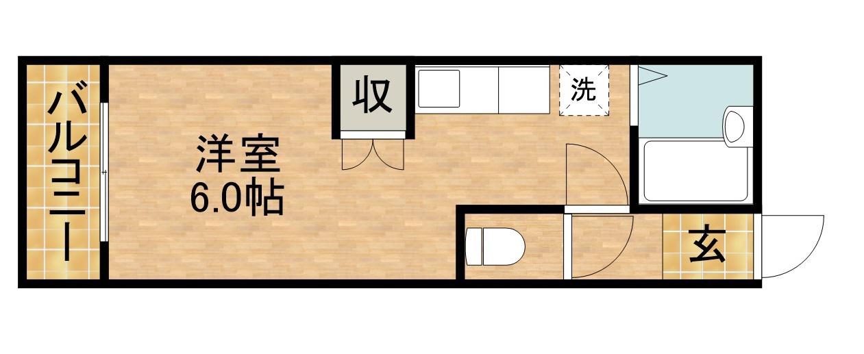 ラベンダータウン B棟(1K/3階)の間取り写真