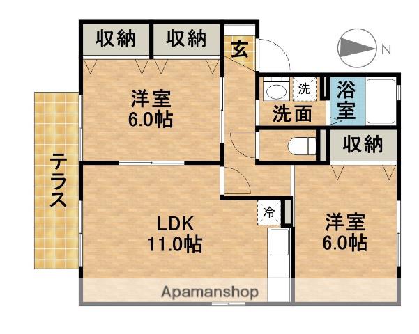 セジュールモアB(2LDK/1階)の間取り写真