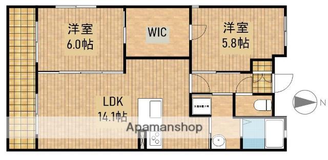 ルシェリア原島(2LDK/1階)の間取り写真
