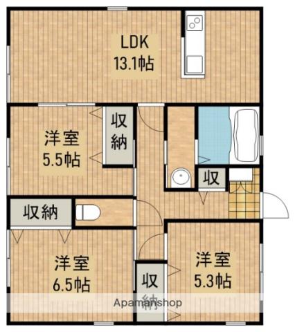 東海道本線 浜松駅 バス乗車時間：18分 頭陀寺バス停で下車 徒歩9分 1階建 築7年(3LDK)の間取り写真