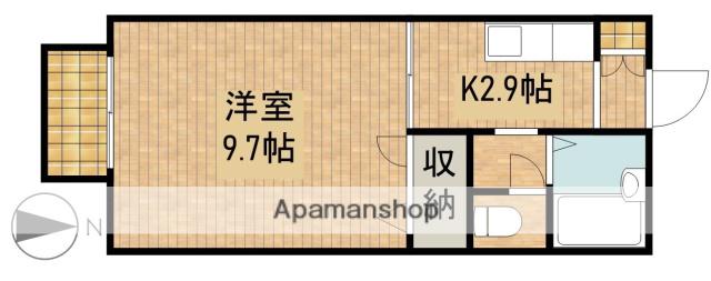 ブリュッケSOUDE(1K/2階)の間取り写真