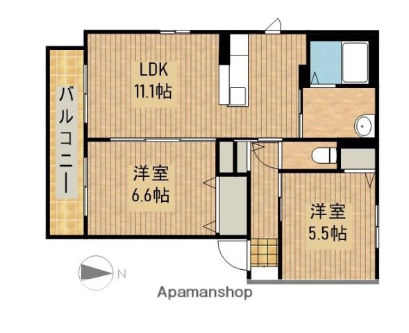 アイリス E棟(2LDK/2階)の間取り写真