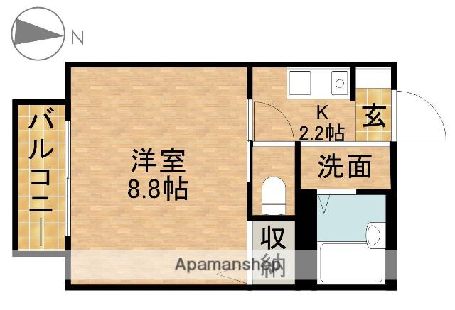 グリーンルーフ C棟(1K/2階)の間取り写真