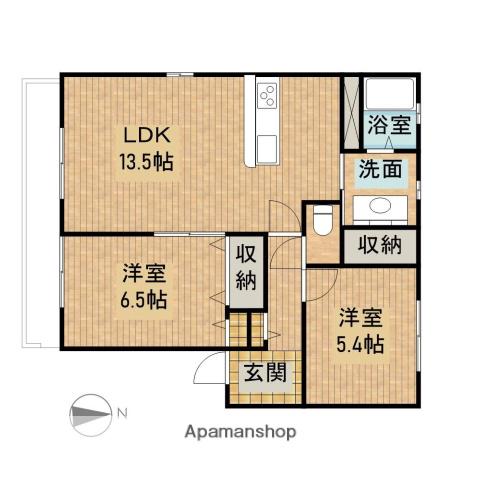 アプリコット A棟(2LDK/2階)の間取り写真