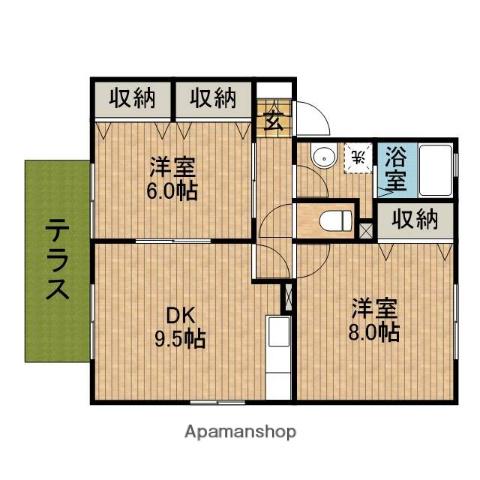 ウィルモア 参(2DK/1階)の間取り写真