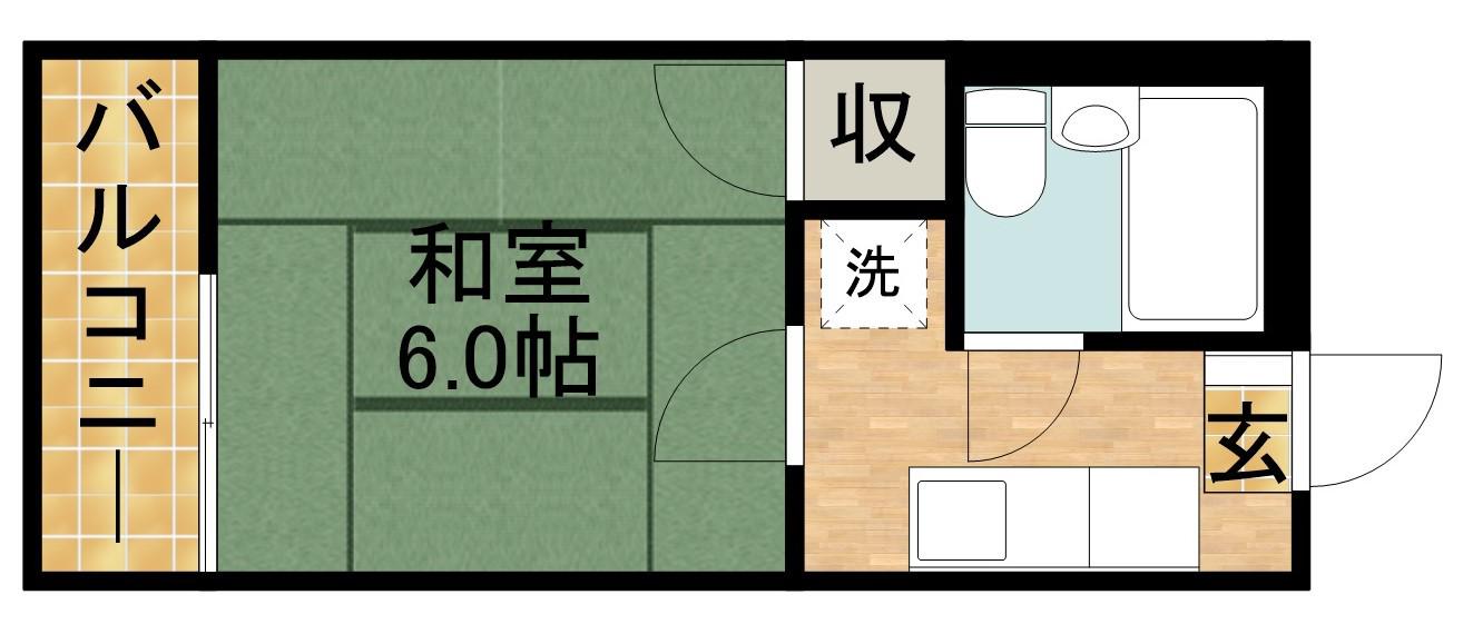 ほたるA(1K/2階)の間取り写真