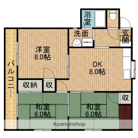 リバーシティ杉森A(3DK/2階)の間取り写真