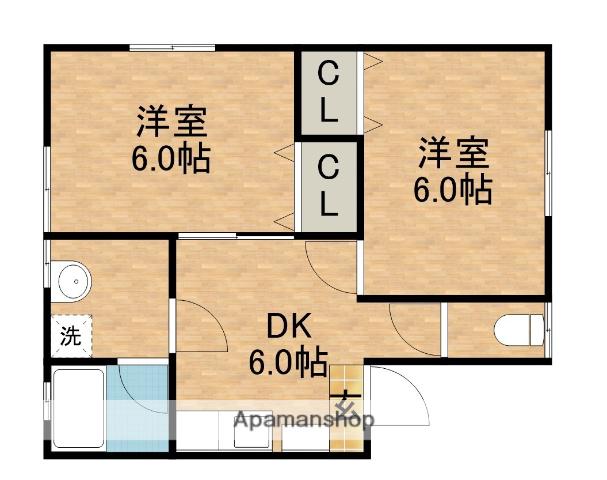 エスペランサ オオイシB(2DK/1階)の間取り写真