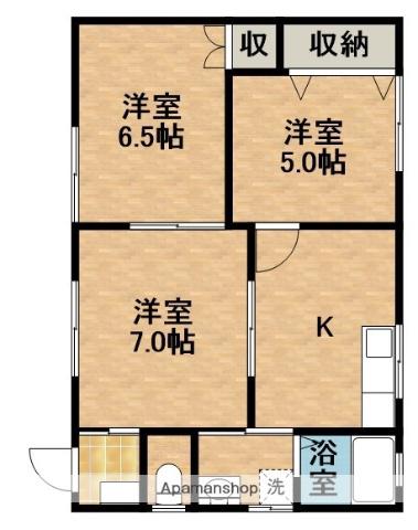 ファミーユ浜岡B(3DK/1階)の間取り写真