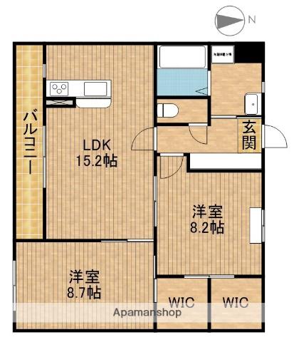 田畑ハイツルシアスⅠ(2LDK/3階)の間取り写真