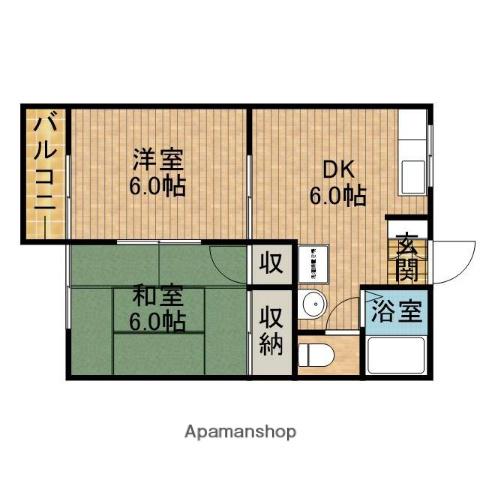 フィッシャーマンズハウス(2DK/2階)の間取り写真