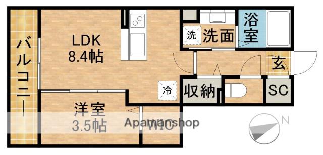 PRATIQUE(1LDK/2階)の間取り写真