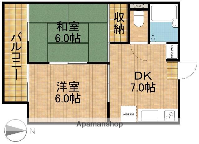 ハイツみやまえB(2DK/1階)の間取り写真