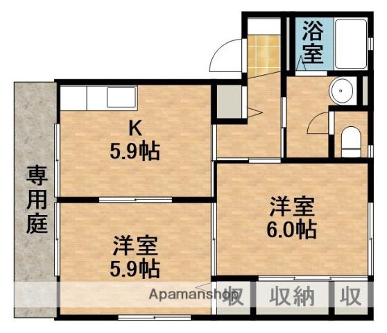 はまなすの家B(2K/1階)の間取り写真