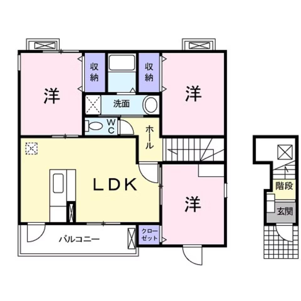東海道本線 浜松駅 バス乗車時間：22分 安間バス停で下車 徒歩4分 2階建 築19年(3LDK/2階)の間取り写真
