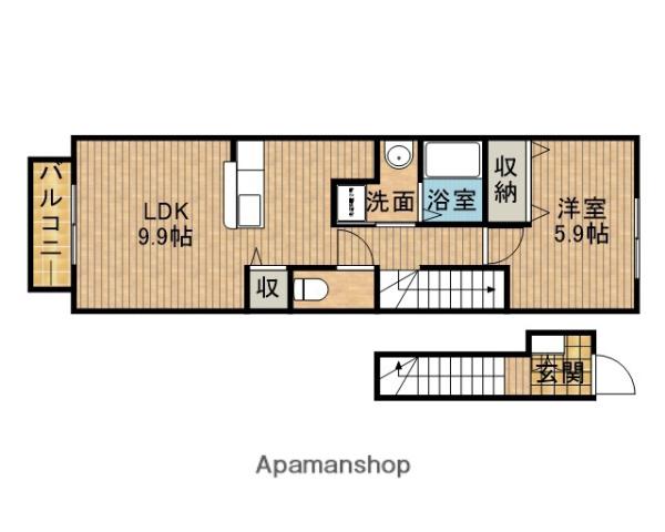 ジュネス小石川 E(1LDK/2階)の間取り写真