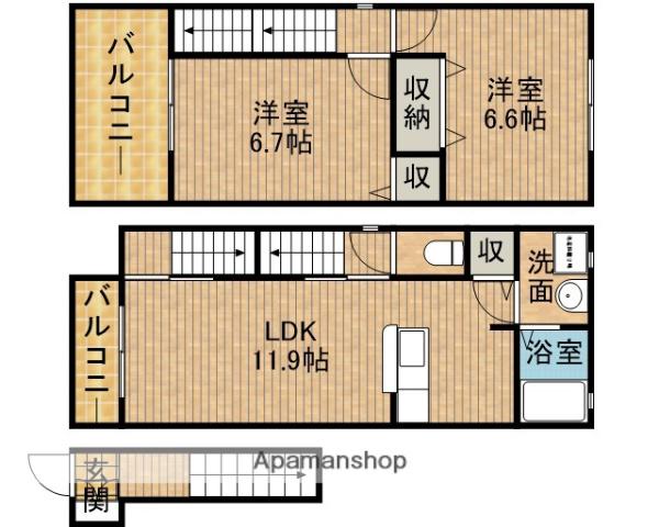 ジュネス小石川D(2LDK/2階)の間取り写真