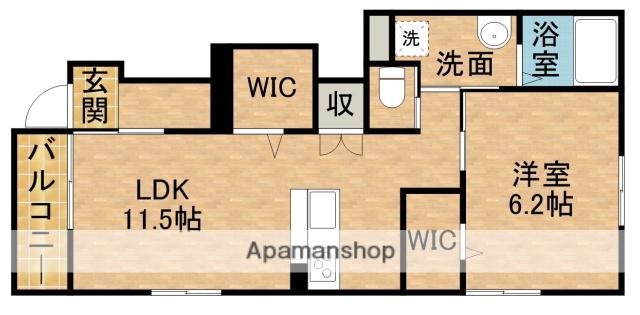 プルメリア(1LDK/1階)の間取り写真