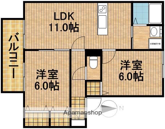ヴァンベールA(2LDK/1階)の間取り写真