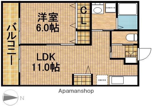 グリュックC(1LDK/1階)の間取り写真