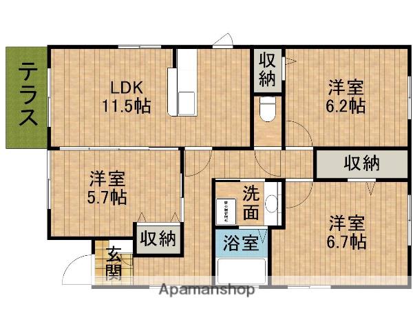 東海道本線 浜松駅 バス乗車時間：10分 名塚バス停で下車 徒歩3分 1階建 築15年(3LDK)の間取り写真