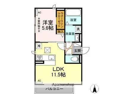 TORISIA鴨江(1LDK/1階)の間取り写真