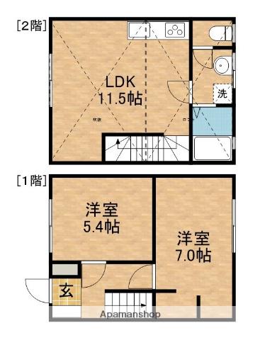 ちゃまクリス(2LDK/1階)の間取り写真