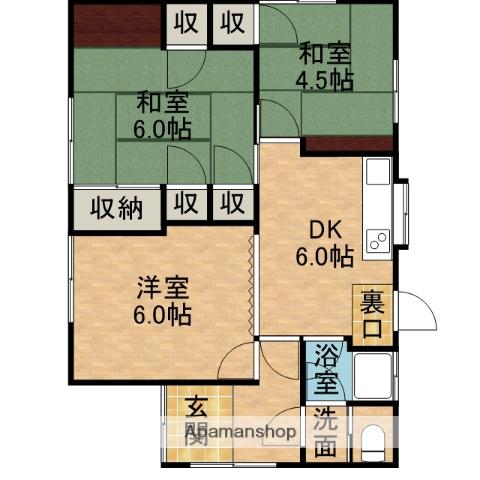 東海道本線 焼津駅 バス乗車時間：20分 下小田バス停で下車 徒歩5分 1階建 築57年(3DK)の間取り写真
