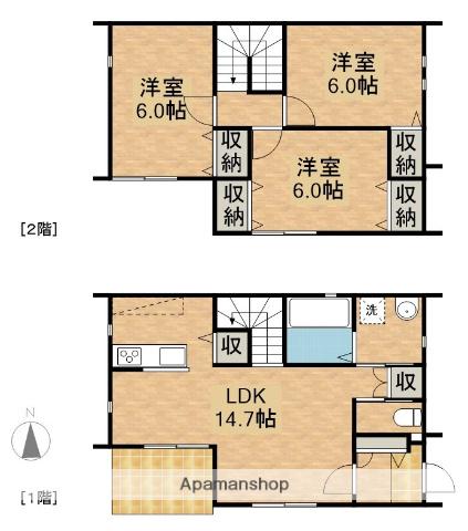 東海道本線 高塚駅 徒歩19分 2階建 築1年(3LDK)の間取り写真
