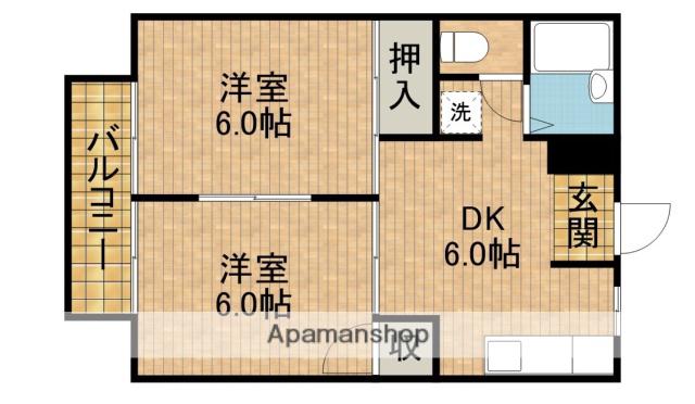 ハイツカトレアA(2DK/2階)の間取り写真