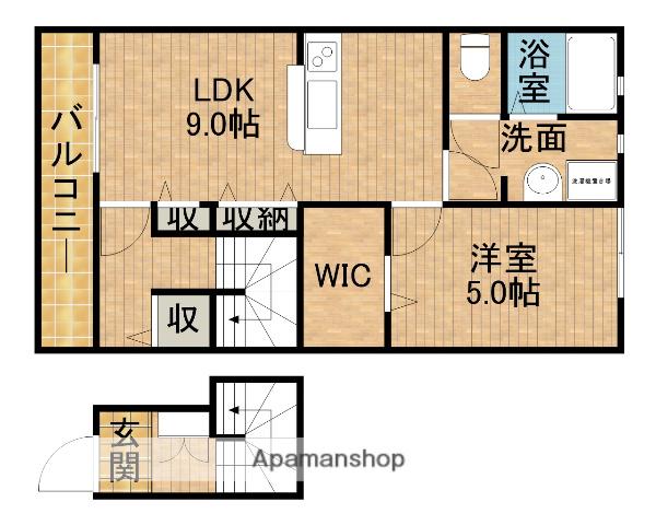 LOTUS小松2(1LDK/2階)の間取り写真