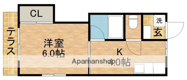 シュロス A(1K/1階)の間取り写真