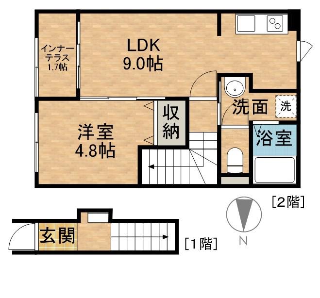 ひまわり(1LDK/2階)の間取り写真