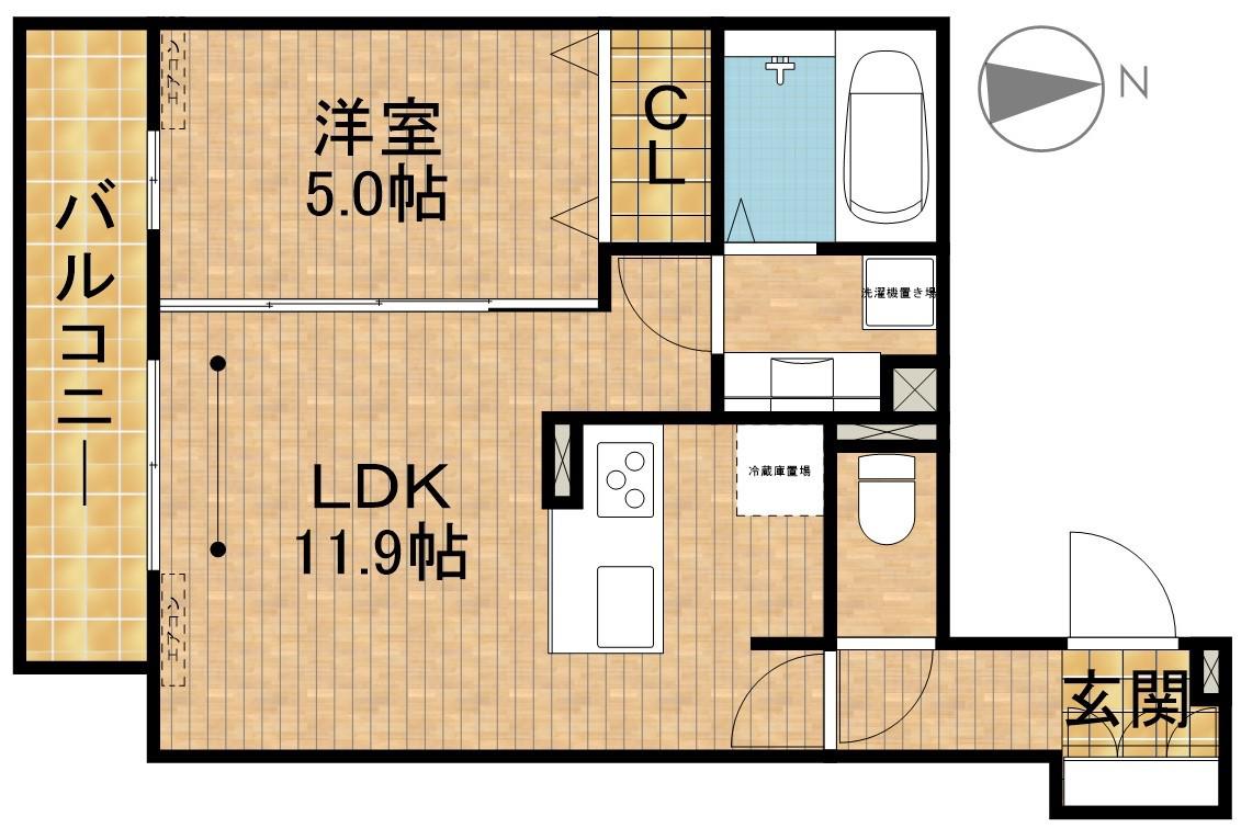 AMABILE(1LDK/2階)の間取り写真