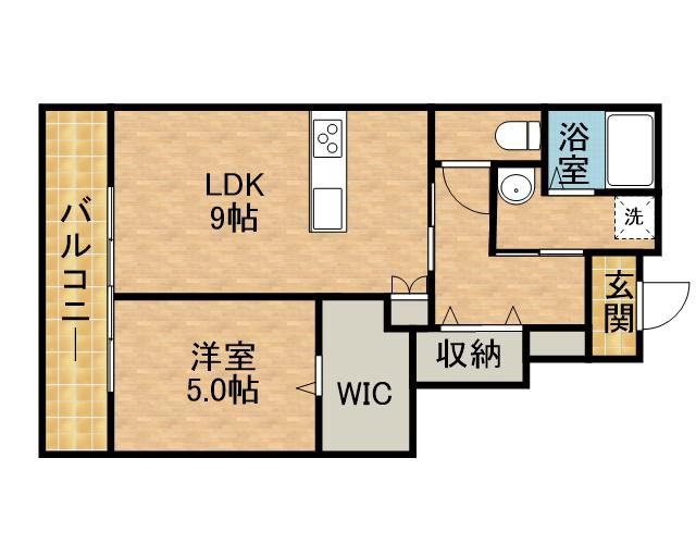 LOTUS石津中町(1LDK/1階)の間取り写真