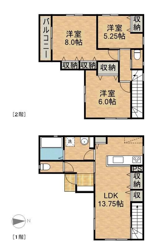 東海道本線 浜松駅 バス乗車時間：22分 佐鳴台一丁目バス停で下車 徒歩2分 2階建 築1年(3LDK)の間取り写真