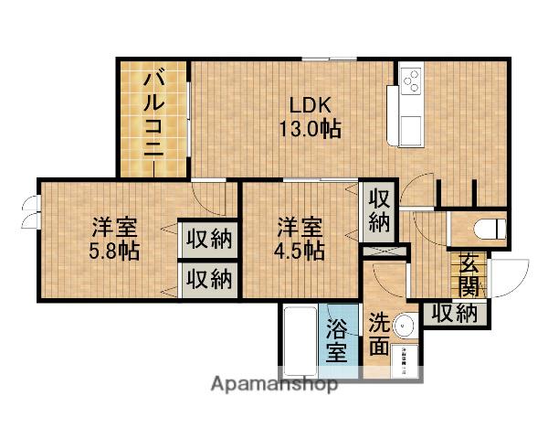 レジデンスリノア(2LDK/4階)の間取り写真