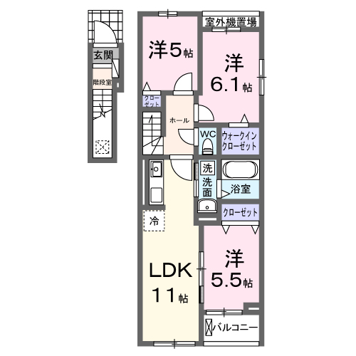ベル・グラース(3LDK/2階)の間取り写真