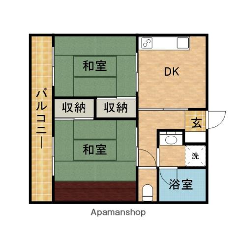 コーポ八坂(2DK/1階)の間取り写真