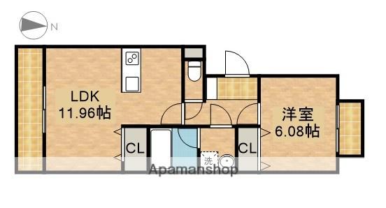 カリスリーブラ(1LDK/1階)の間取り写真